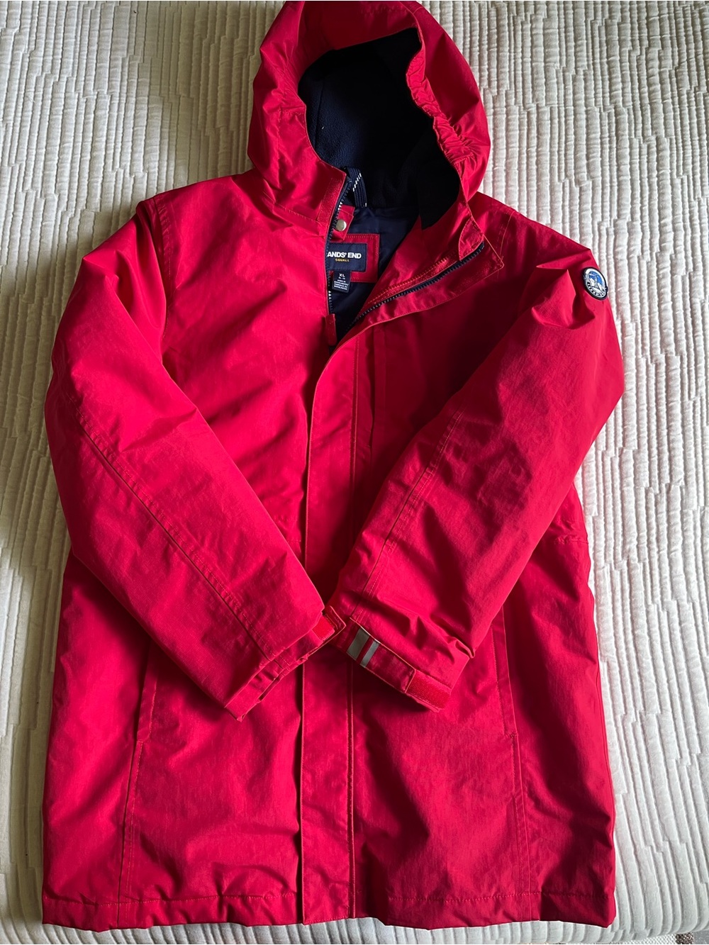 Lands' End Squall Bright Red Waterproof Lined Parka Jacket
